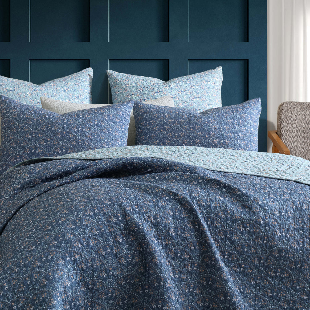 Logan & Mason Hazel Indigo Quilted Coverlet Set
