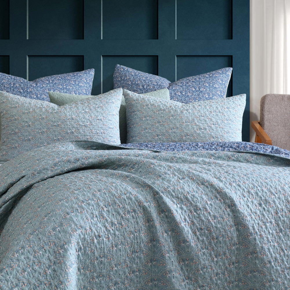 Logan & Mason Hazel Indigo Quilted Coverlet Set