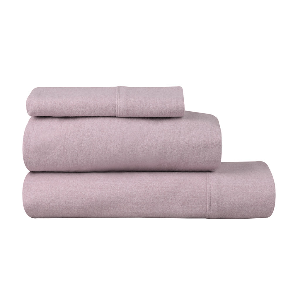Logan & Mason Plain Dyed Flannelette Sheet Set Rose Pink - MyHouse