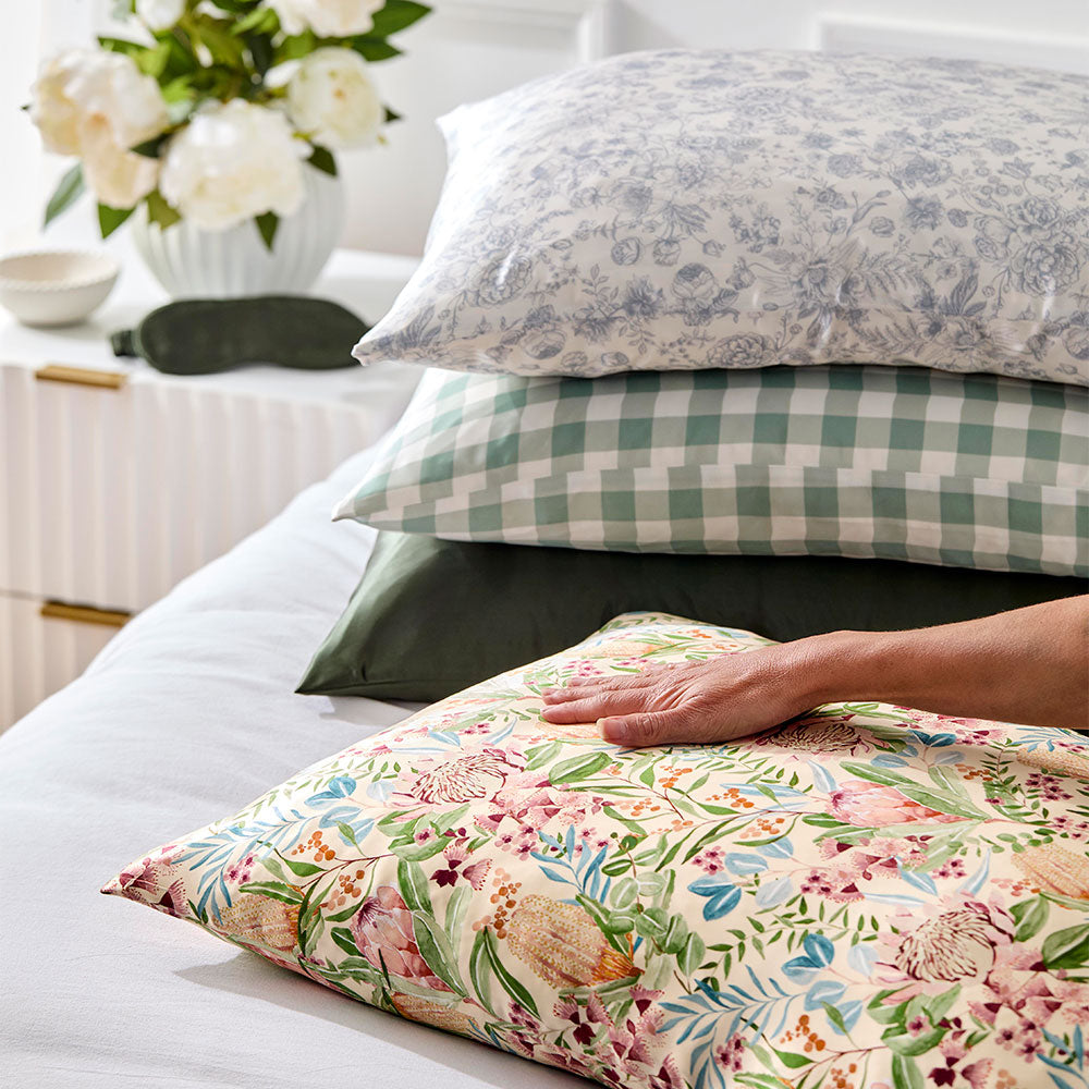 MySilk Silk Pillowcase Sage Check