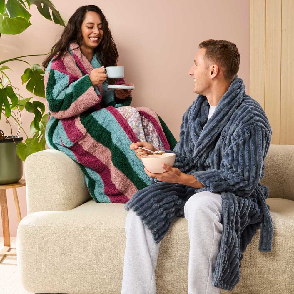 MyHouse Cosy Ribbed Robe Slate