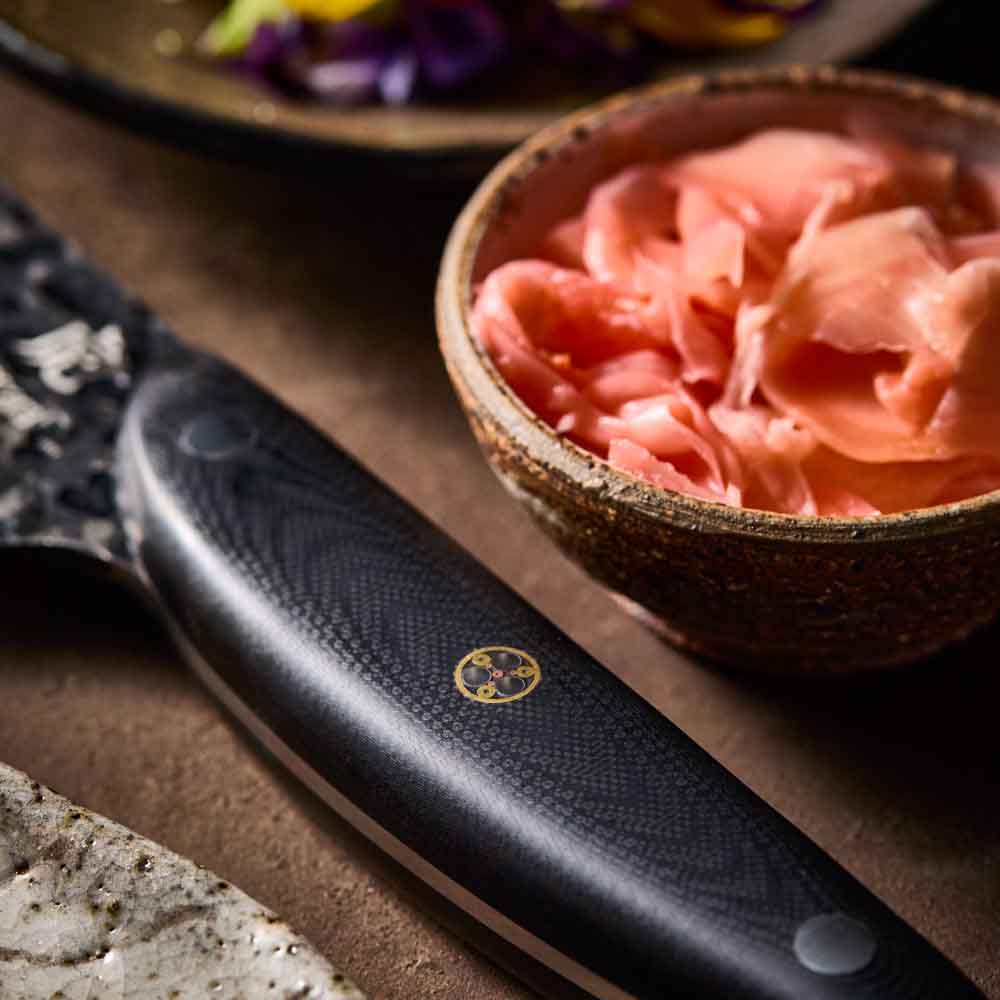 Baccarat KUROI KIBA Santoku Knife 14cm detail image of handle at MyHouse