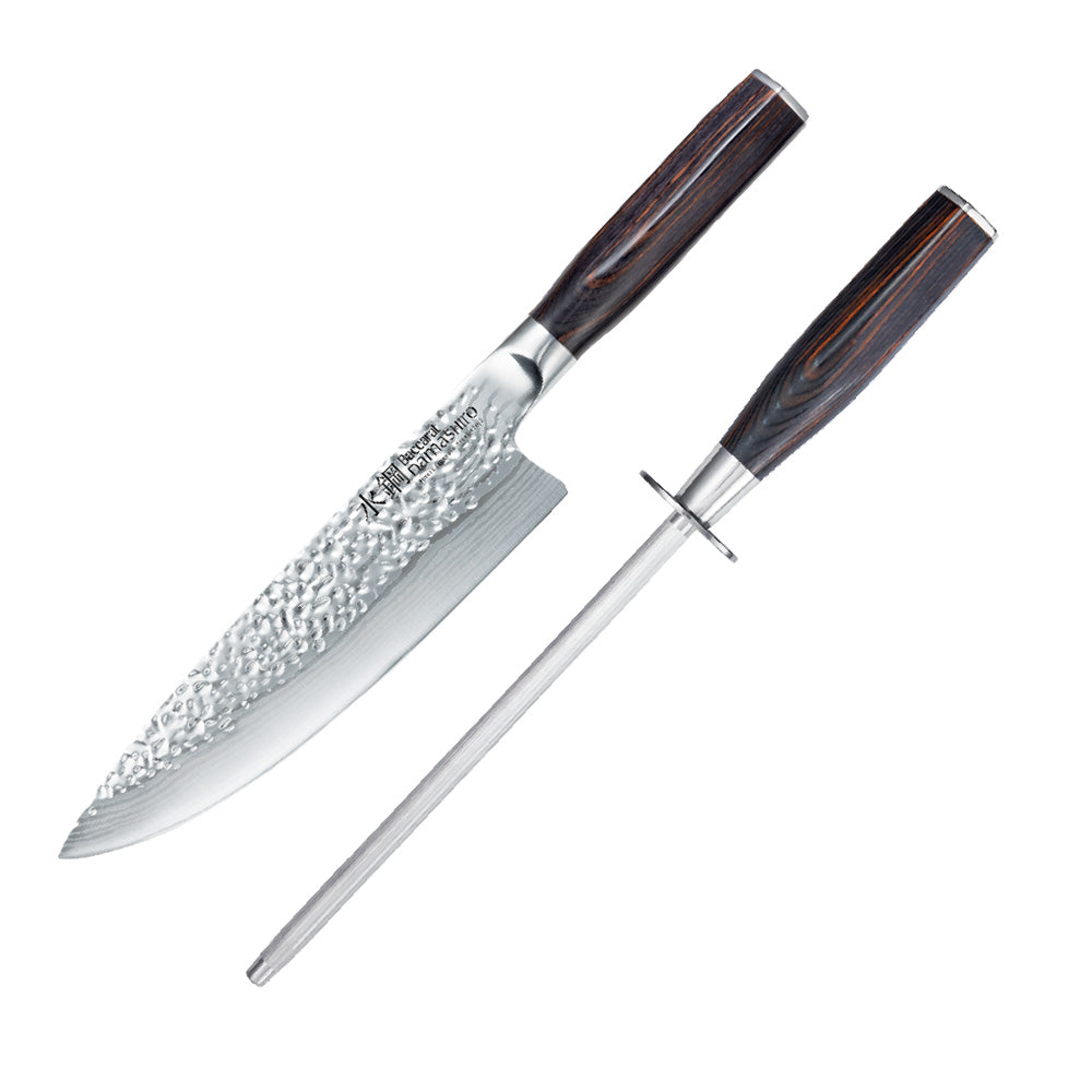 Baccarat Damashiro EMPEROR Chef Knife and Sharpener Set 20cm - MyHouse