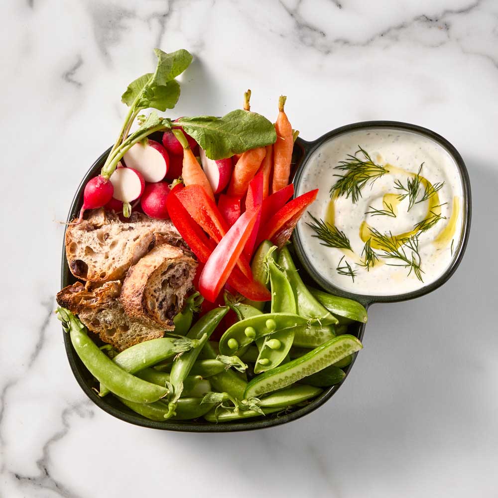 Green Divided Serving Platter with vegetables and dip - MyHouse