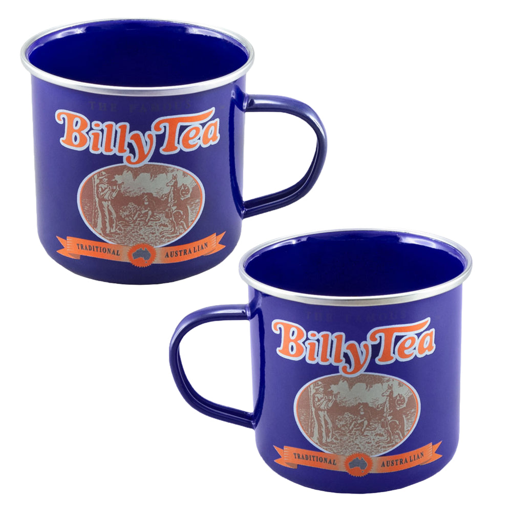 Rojo Billy Tea Enamel 2 Piece Mug Set 450ml Blue