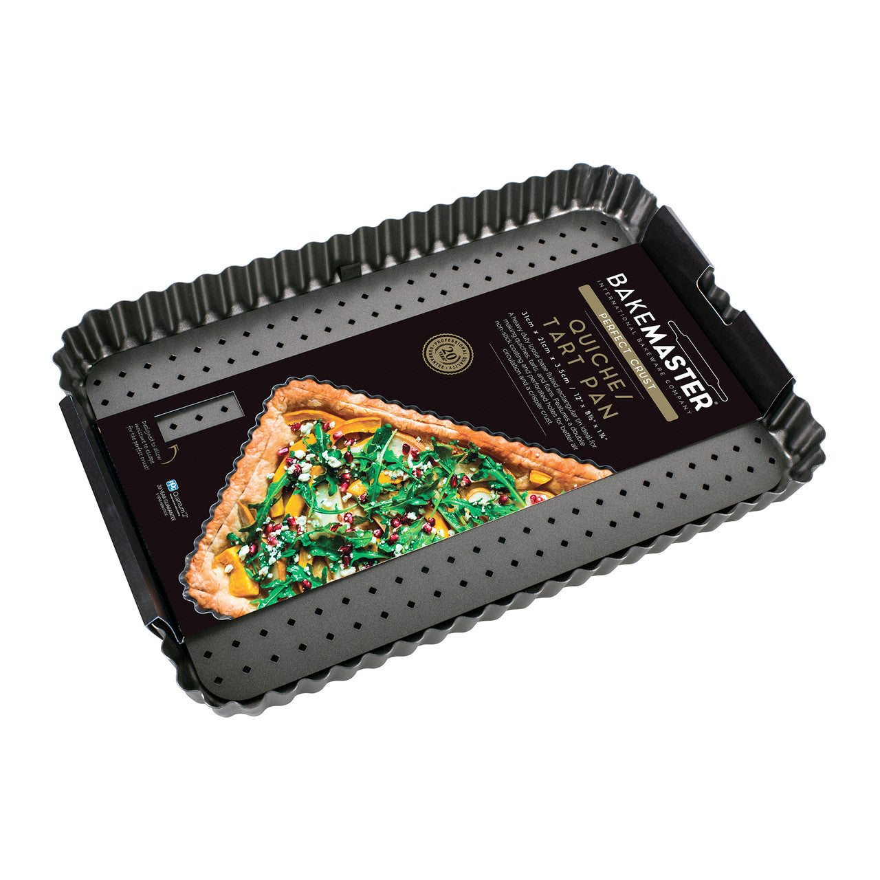 Bakemaster Perfect Crust Loose Base Rectangular Quiche Pan 35cm