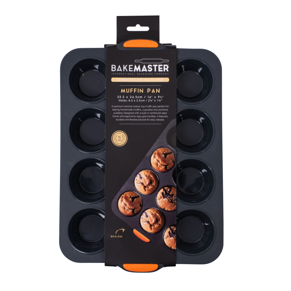 Bakemaster Silicone 12 Cup Muffin Pan