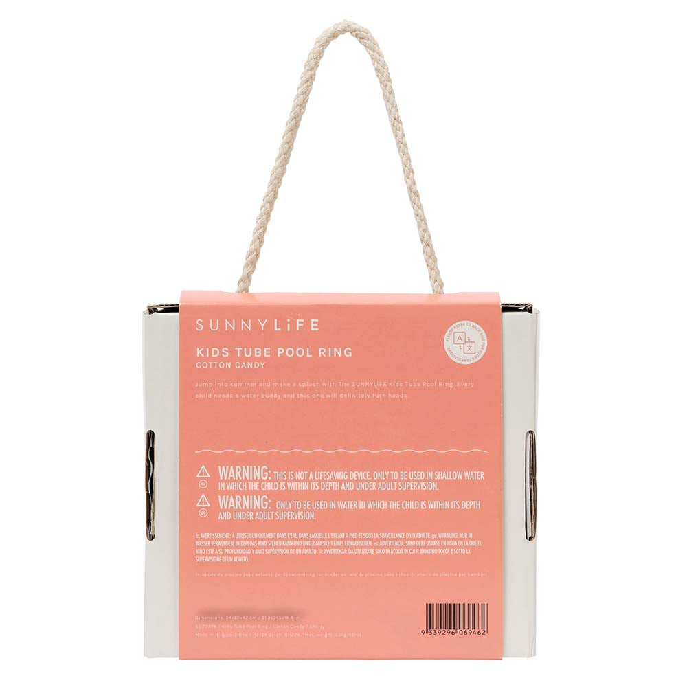 SUNNYLiFE Kids Tube Pool Ring Cotton Candy Cherry