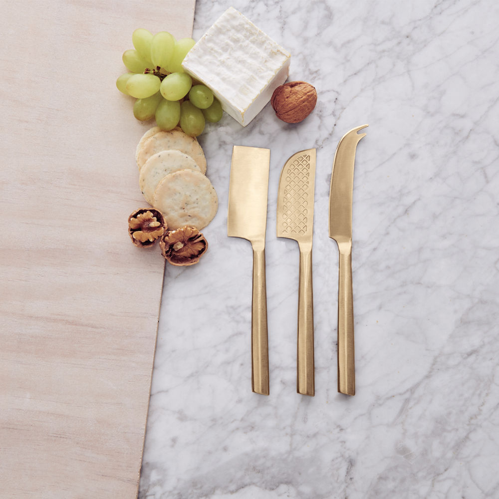 Salt & Pepper Novaro 3 Piece Cheese Knife Set Gold