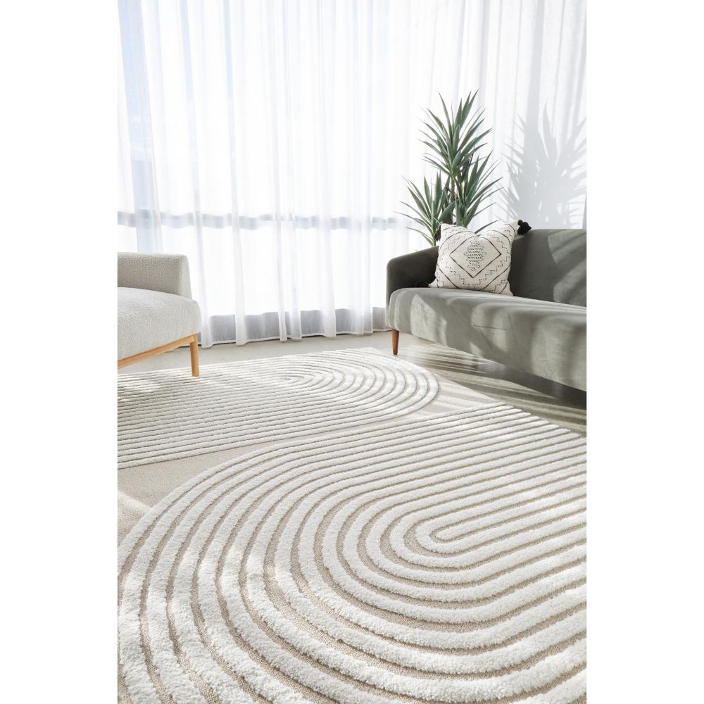 Rug Culture Lotus Abbey Rug in Mixed Beige and White at MyHouse. Rug with arch detail in lounge room