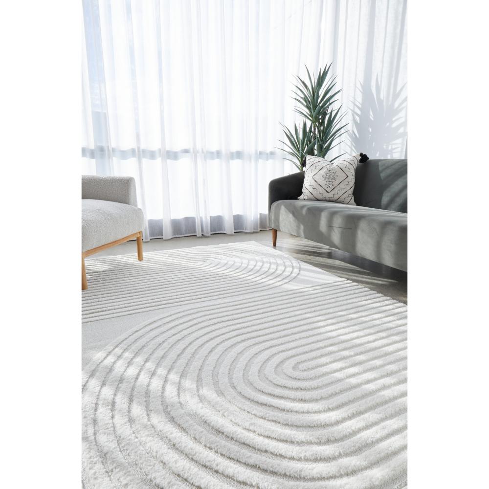 Rug Culture Lotus Abbey Rug in White at MyHouse. Rug with arch detail in lounge room