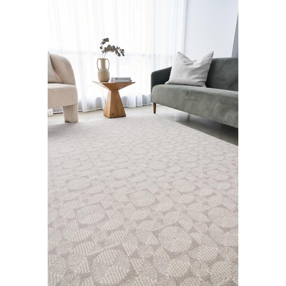 grey geometric print Wool Rug in a sun drenched lounge room - MyHouse