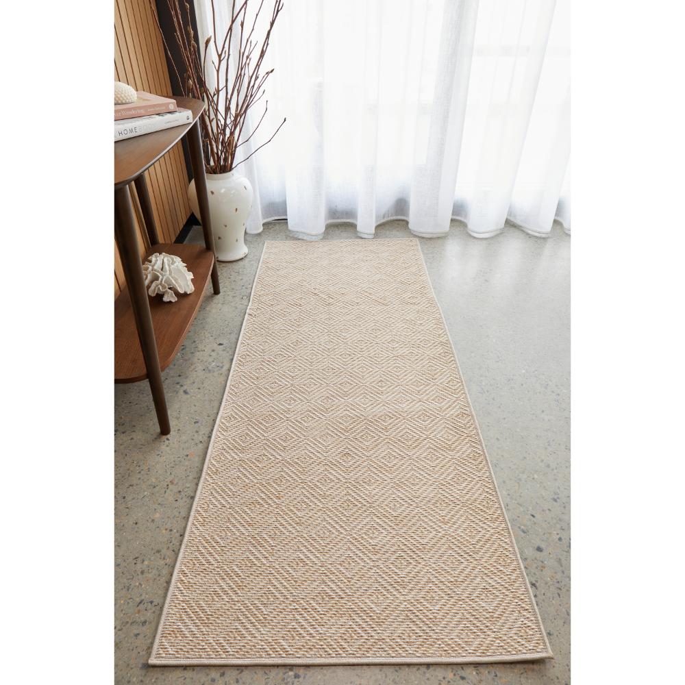 Beige diamond design Indoor/Outdoor rug by the window - MyHouse
