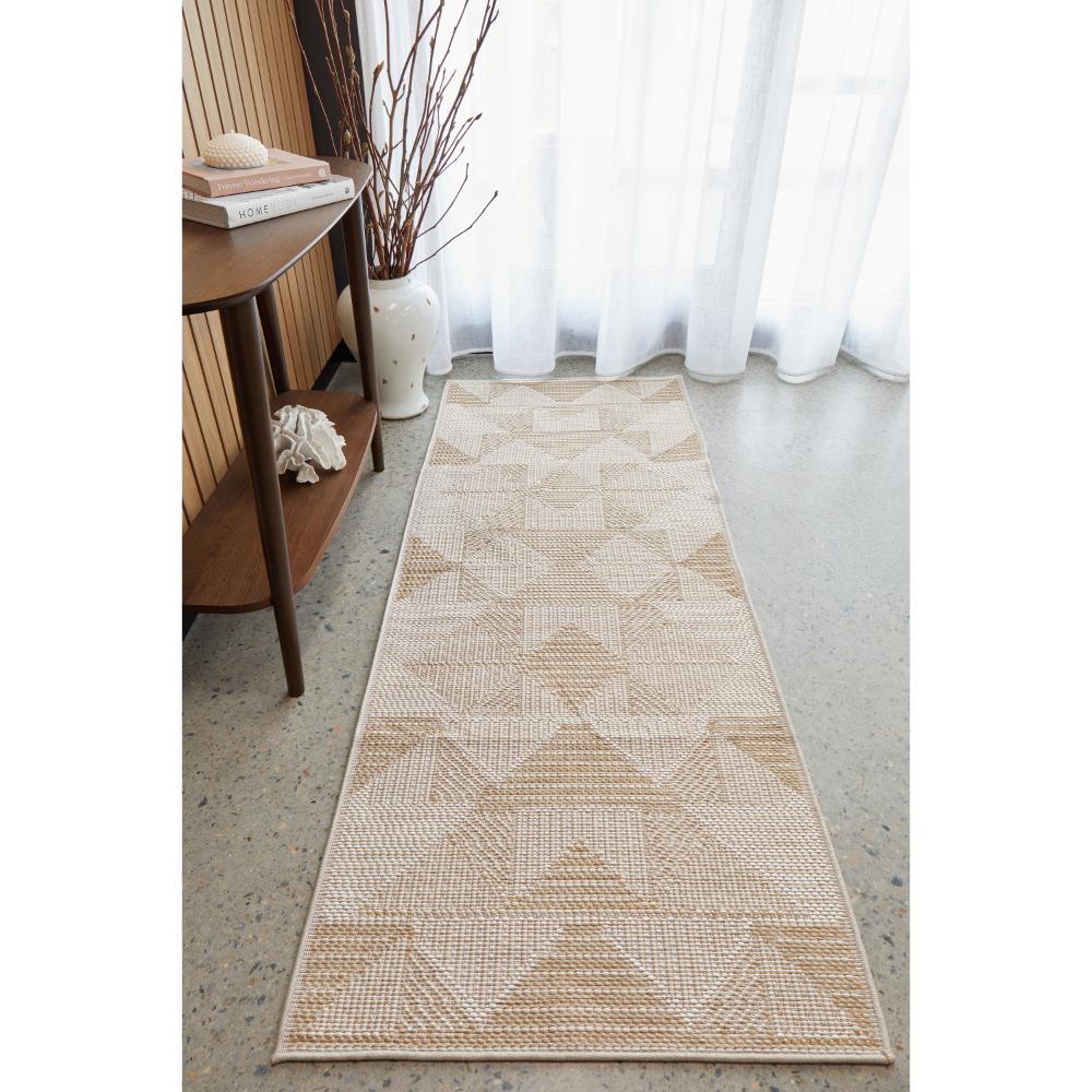 Natural Brown geometric hallway floor runner rug - MyHouse