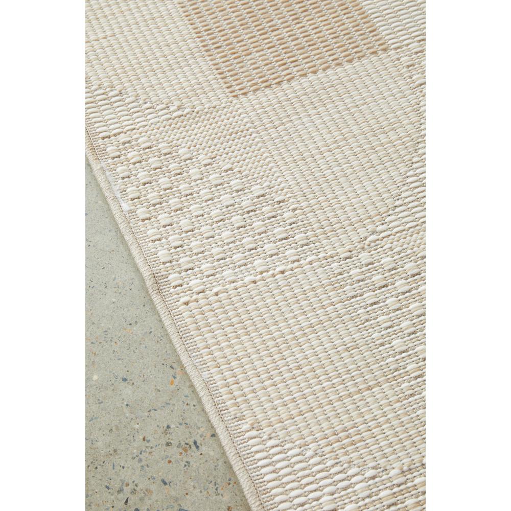 Natural Brown Beige curve check indoor outdoor rug detail image - MyHouse