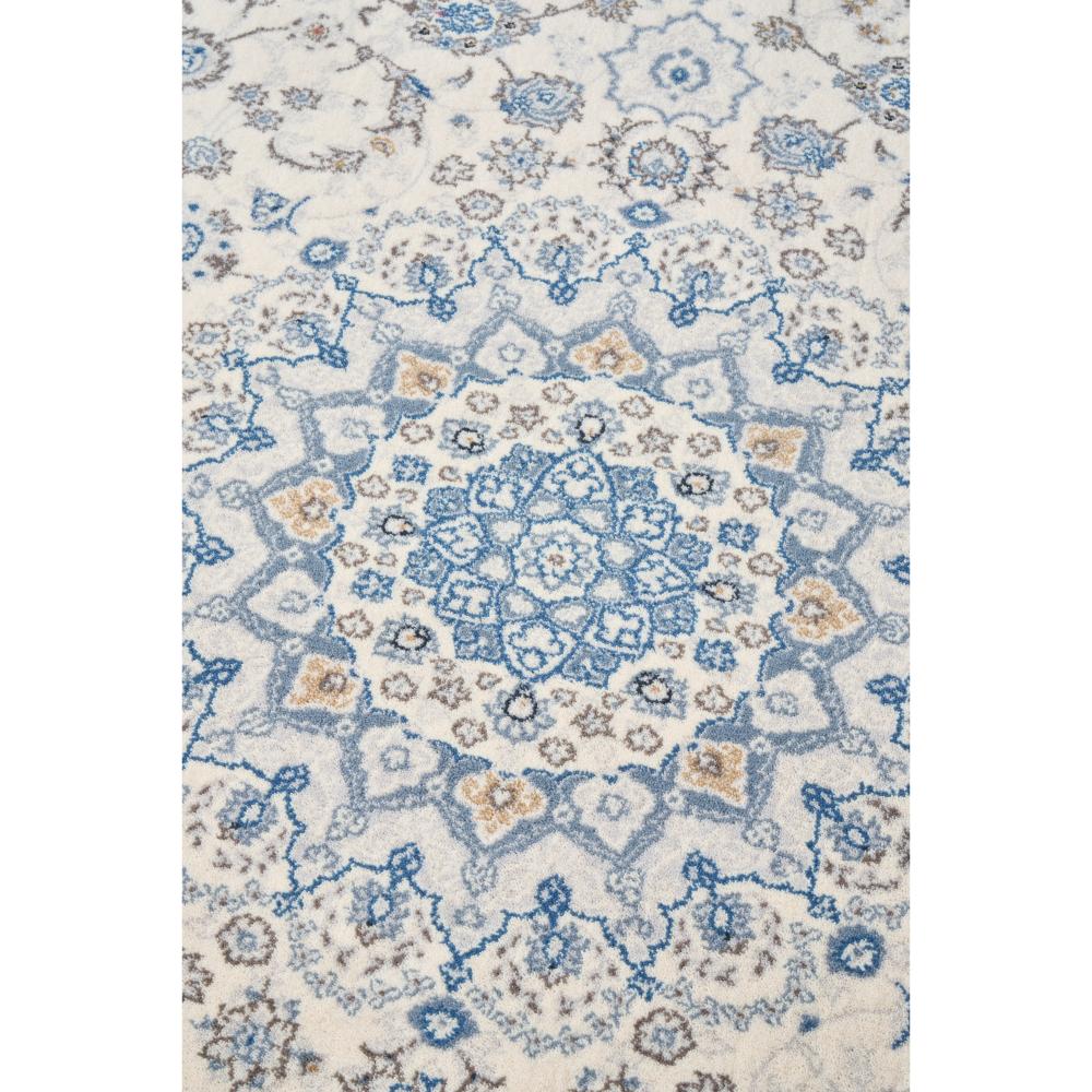 Vintage look blue and cream motif on wool rug - MyHouse