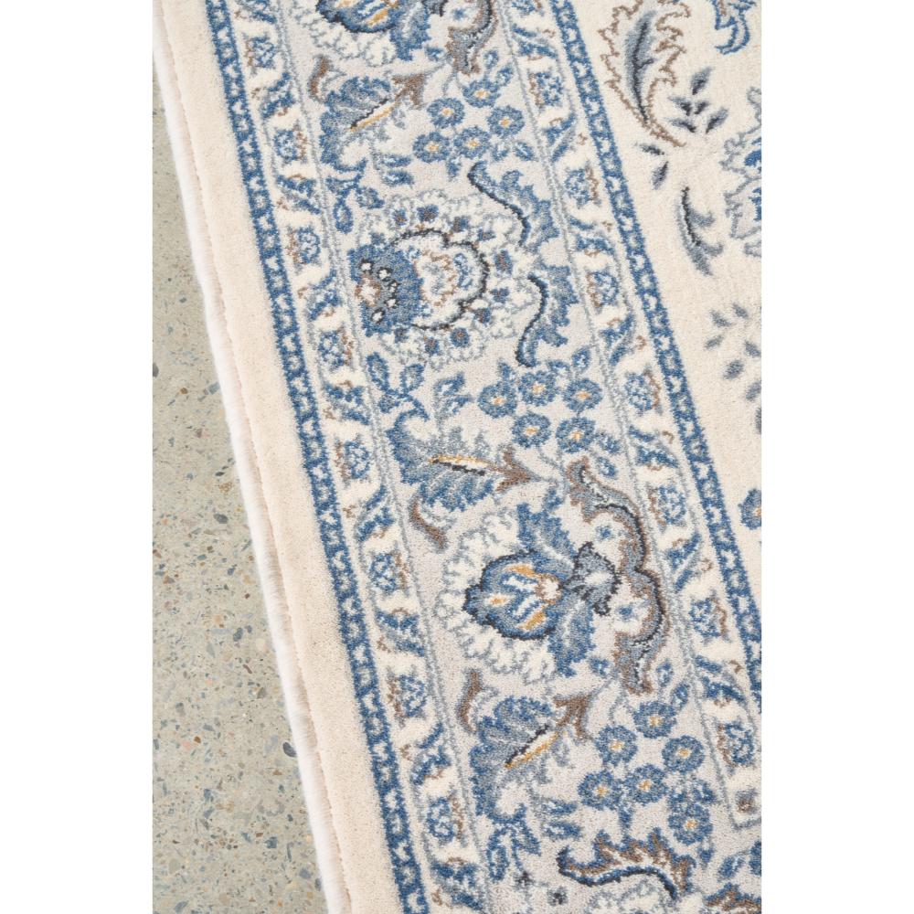 blue and white floral border boho rug - House