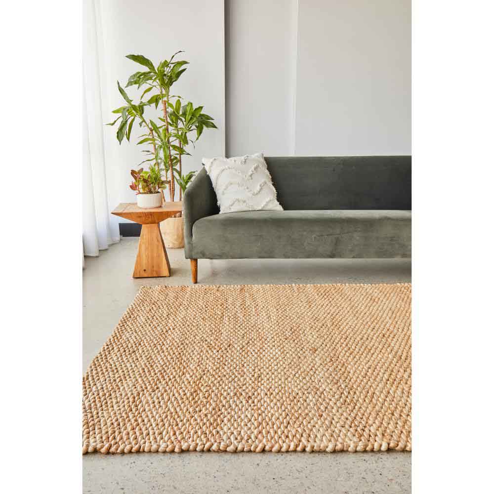 Natural Brown Jute Hampton Rug with lounge and side table - MyHouse