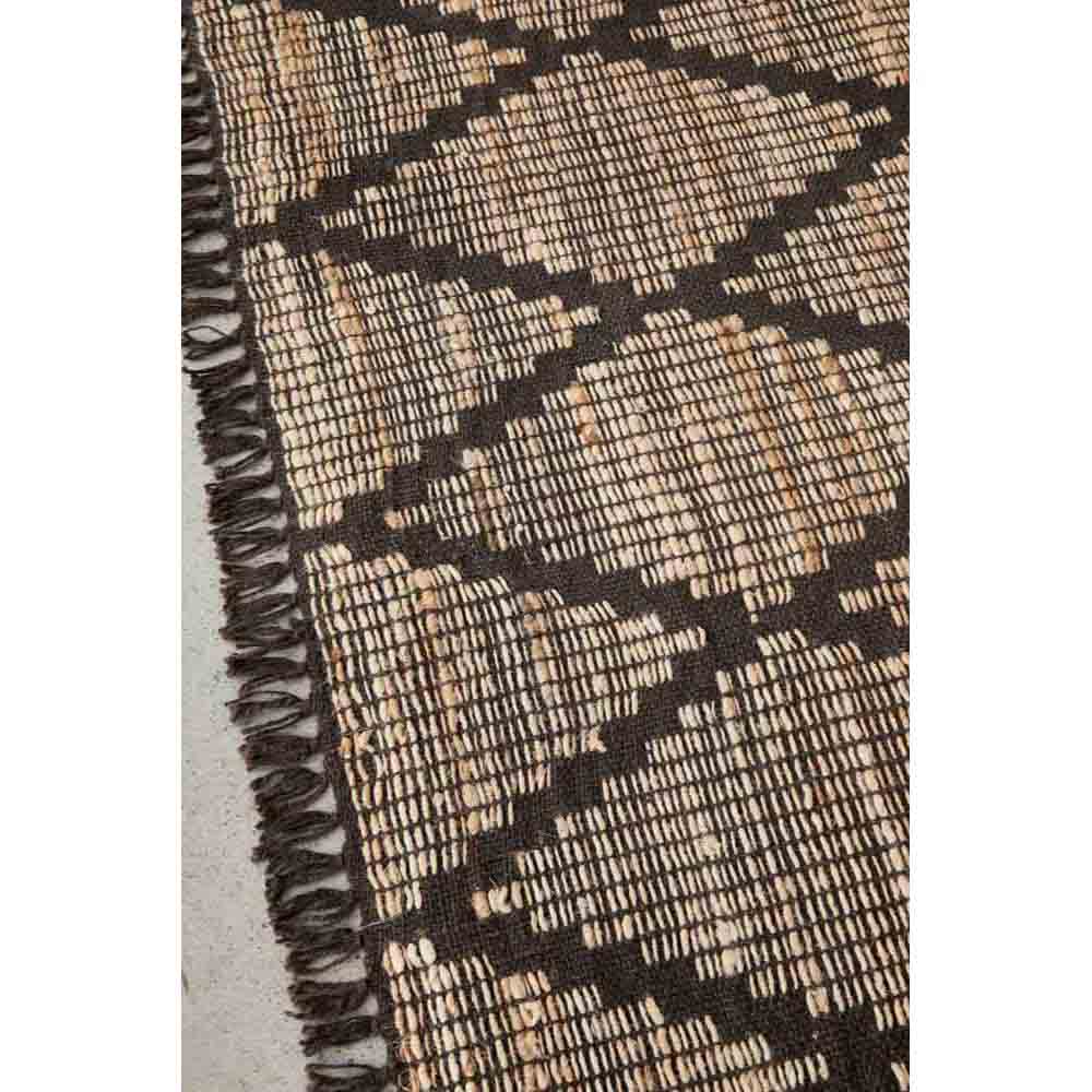 brown diamond patterned jute bohemian rug with fringe - MyHouse