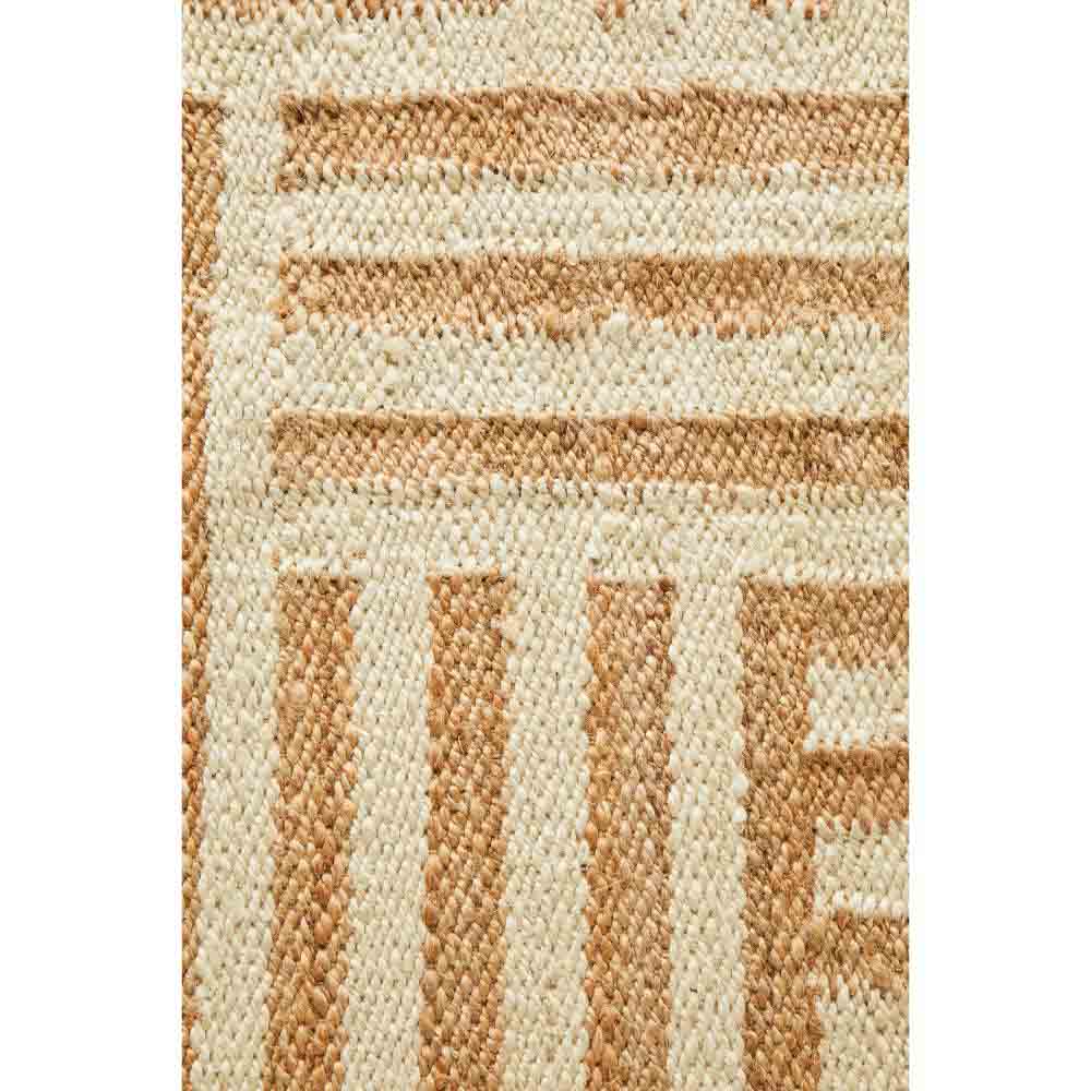 warm beige stripe check jute rug detail image - MyHouse