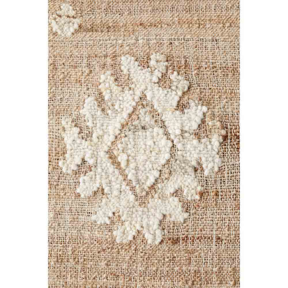 beige diamond motif bohemian jute wool rug - MyHouse