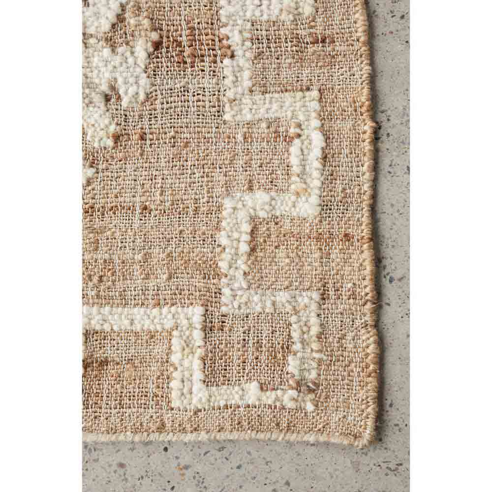 beige diamond motif bohemian jute wool rug - MyHouse