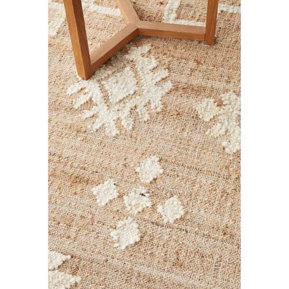 beige diamond motif bohemian jute wool rug - MyHouse