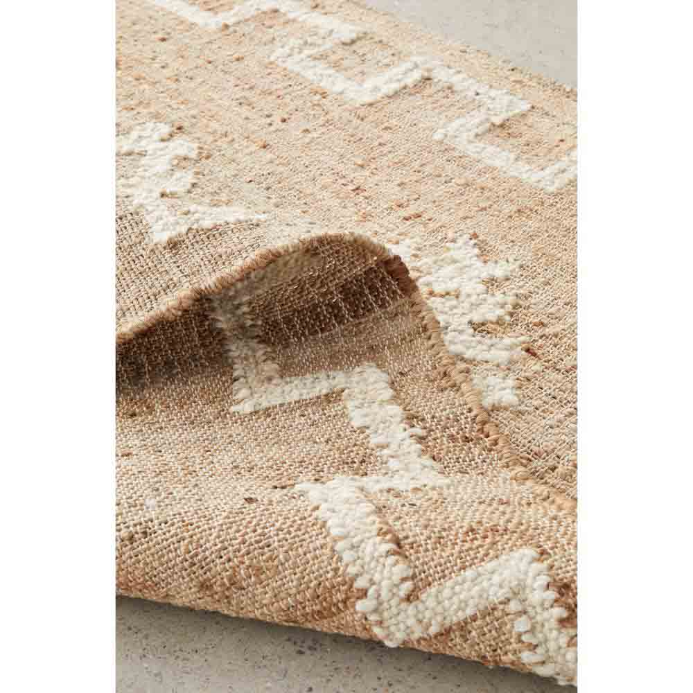 beige diamond motif bohemian jute wool rug - MyHouse