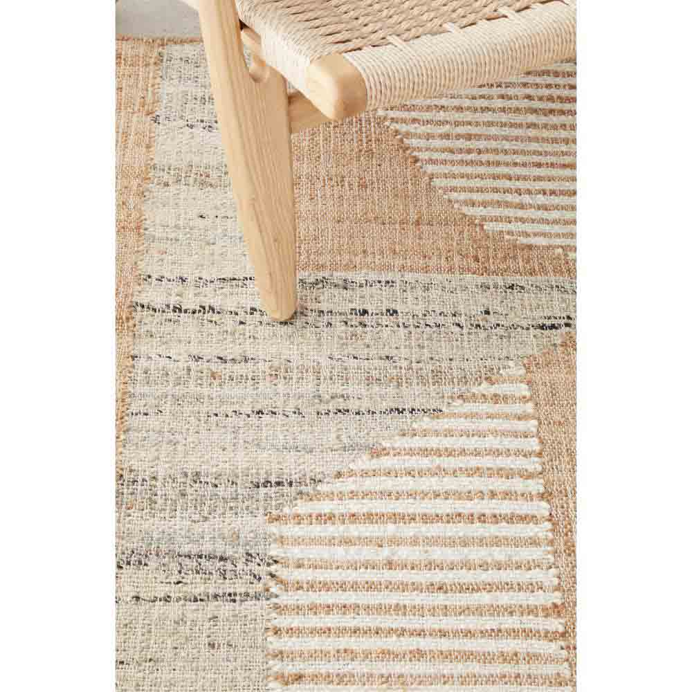 warm beige abstract jute wool rug detail image - MyHouse