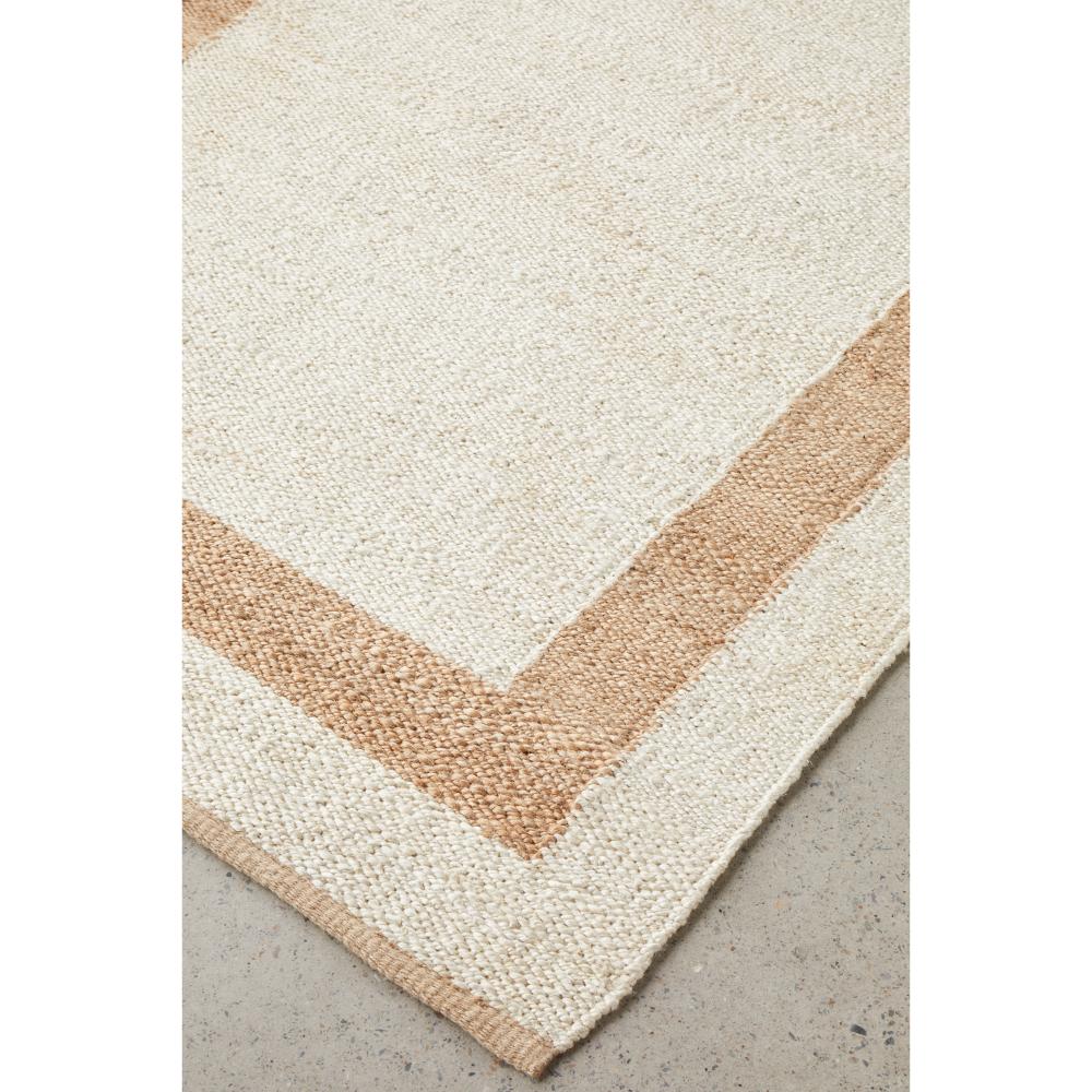 cream jute rug with beige border detail image - MyHouse