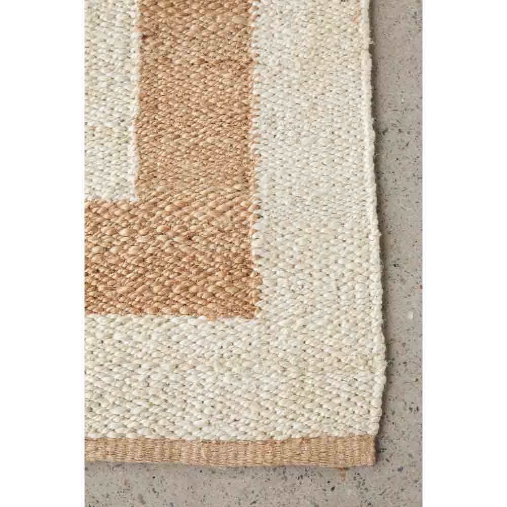 cream jute rug with beige border detail image - MyHouse