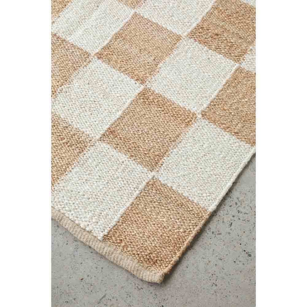 warm beige checkerboard jute rug detail image - MyHouse