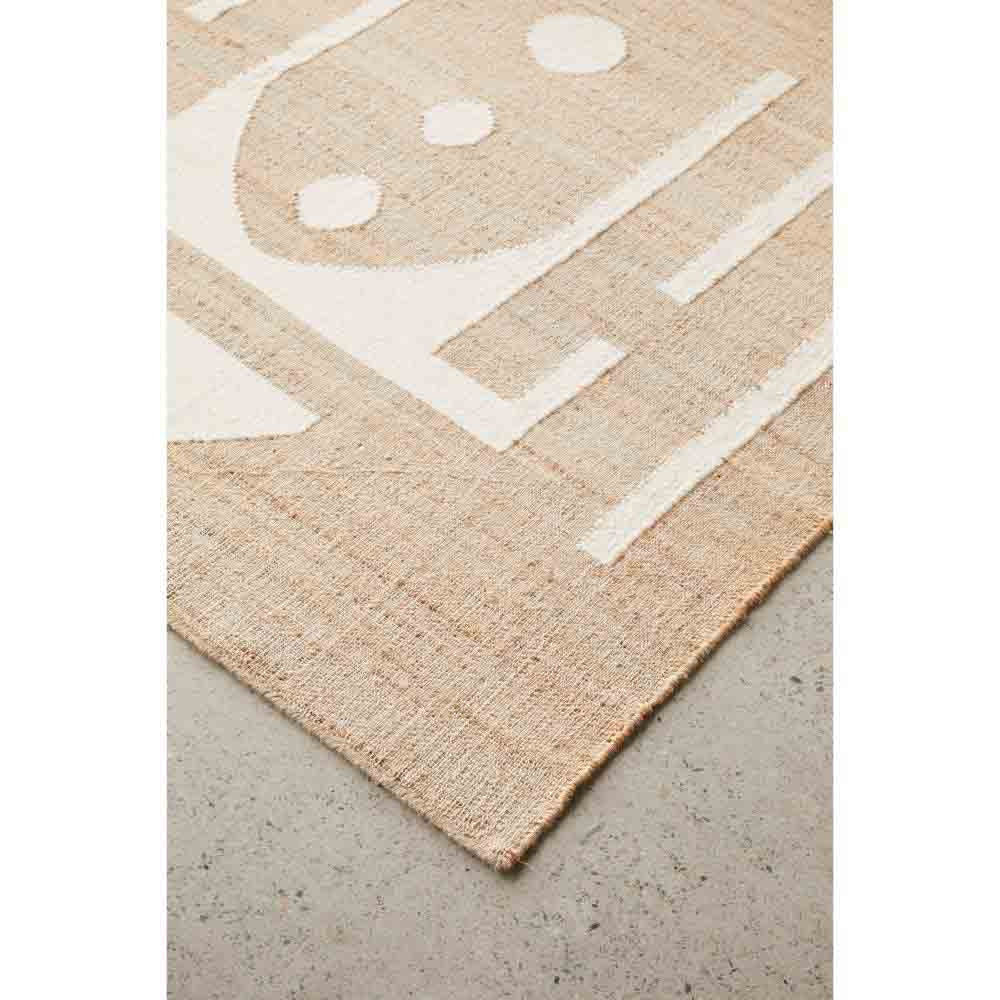 Natural beige wool jute bohemian rug detail image - MyHouse