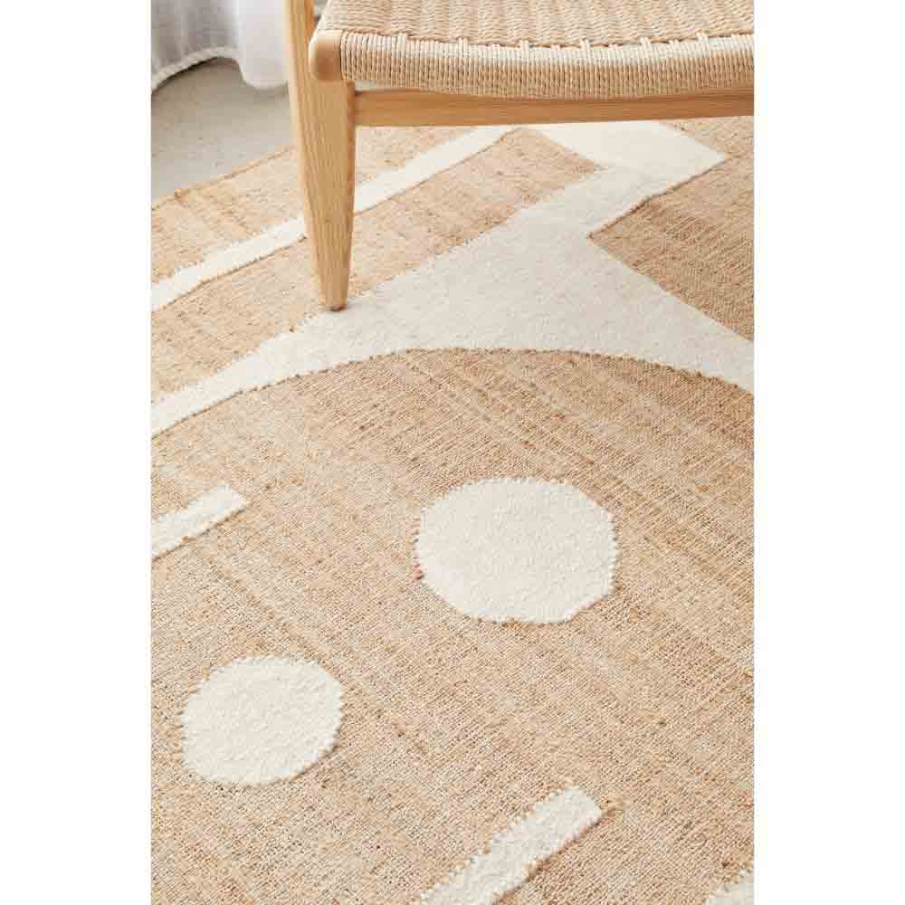 Natural beige wool jute bohemian rug with armchair - MyHouse