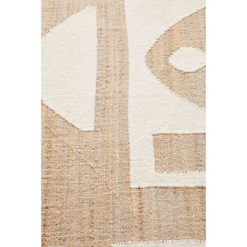 Natural beige wool jute bohemian rug detail image - MyHouse