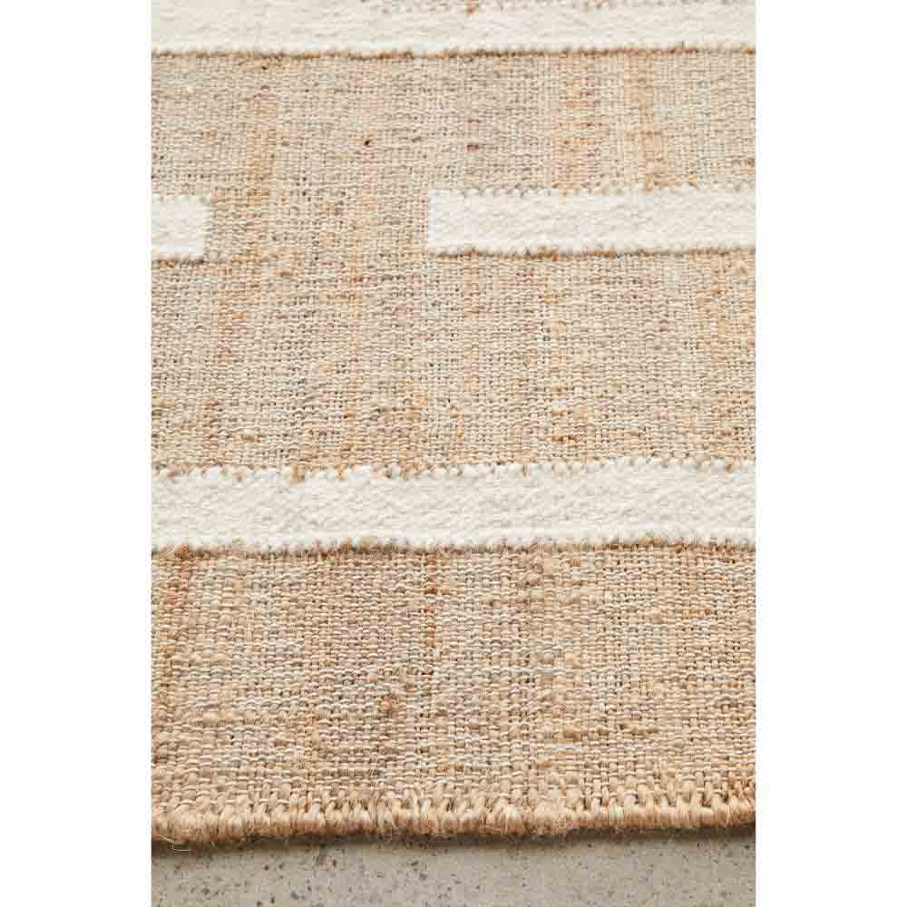 Natural beige wool jute bohemian rug detail image - MyHouse