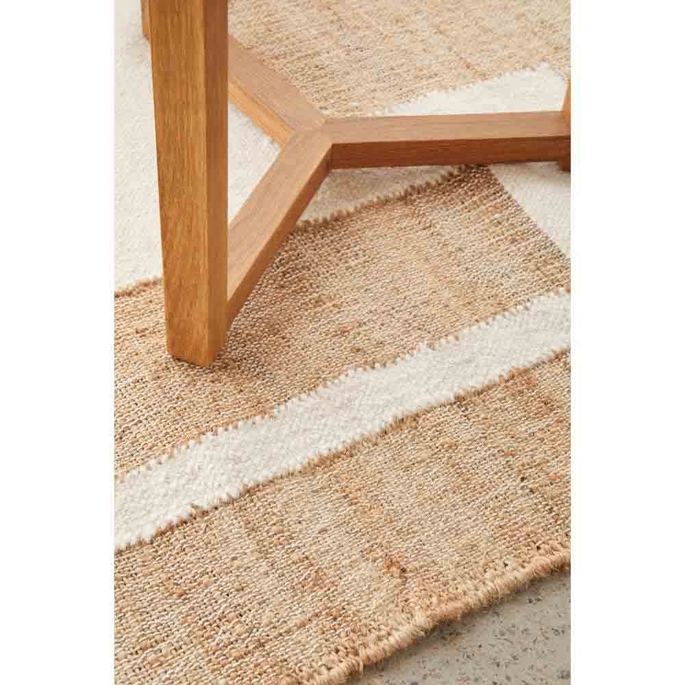 Natural beige wool jute bohemian rug detail image - MyHouse