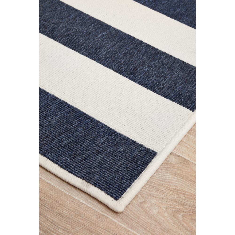Blue and white stripe indoor/outdoor rug detail image - MyHouse