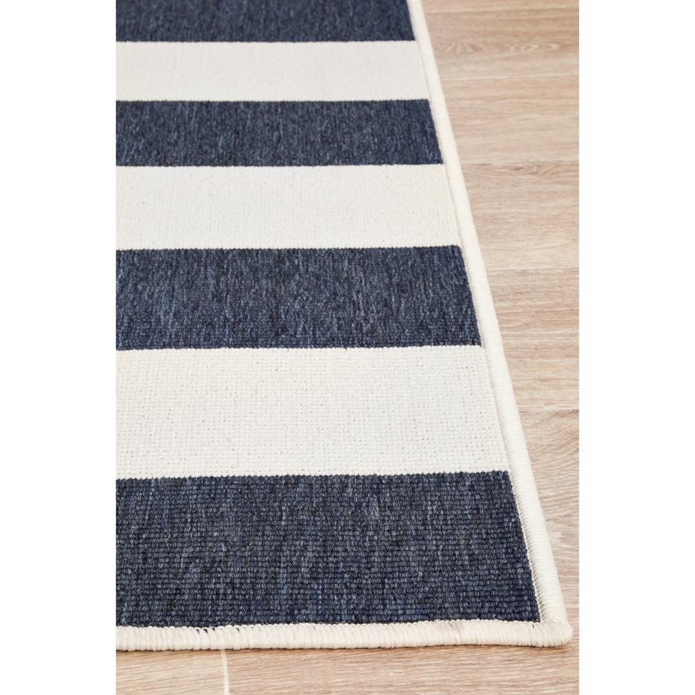 Blue and white stripe indoor/outdoor rug detail image - MyHouse