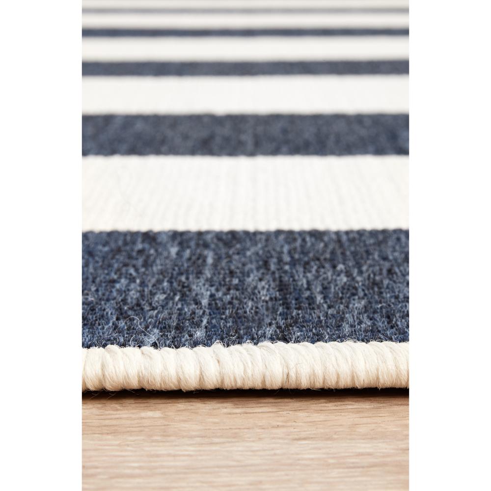 Blue and white stripe indoor/outdoor rug detail image - MyHouse