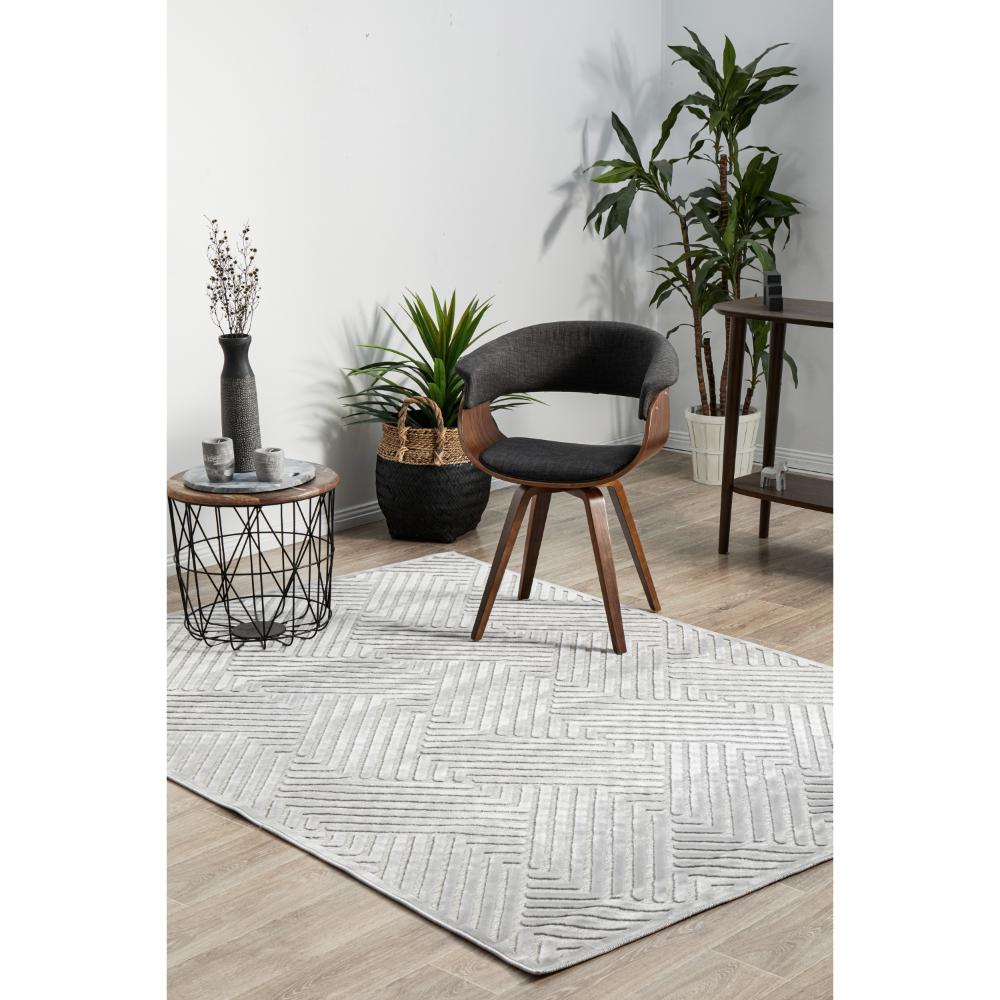 silver grey chevron rug in sitting area with plants - MyHouse