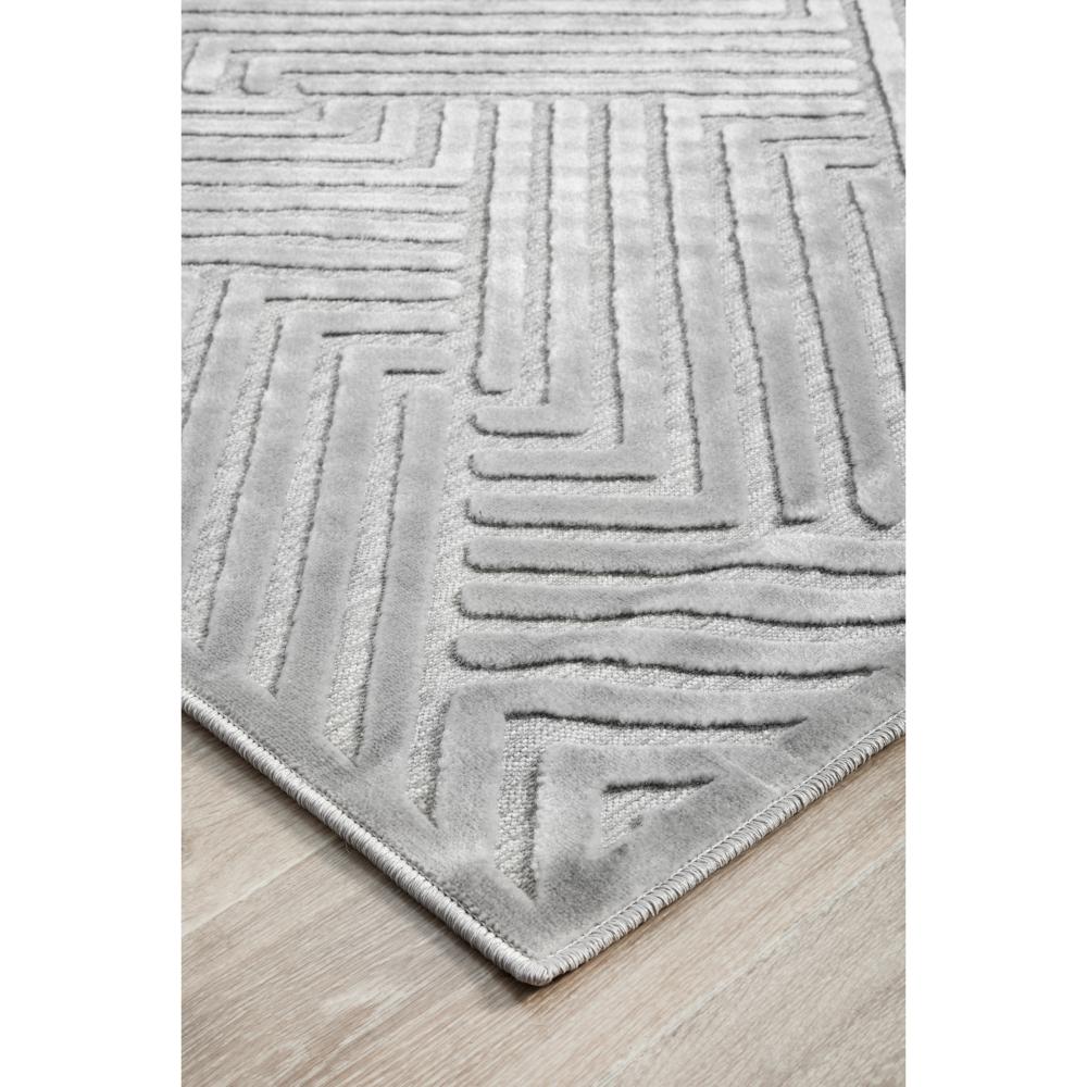 silver grey chevron patterned rug detail image - MyHouse