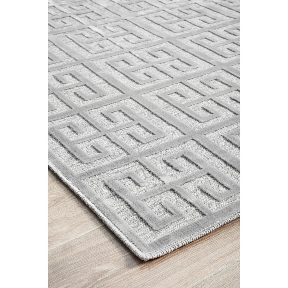 silver grey art deco tile rug detail image - MyHouse