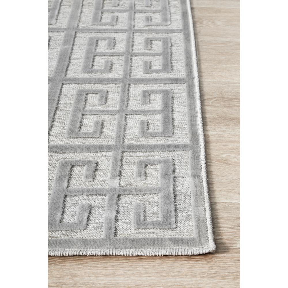silver grey art deco tile rug detail image - MyHouse