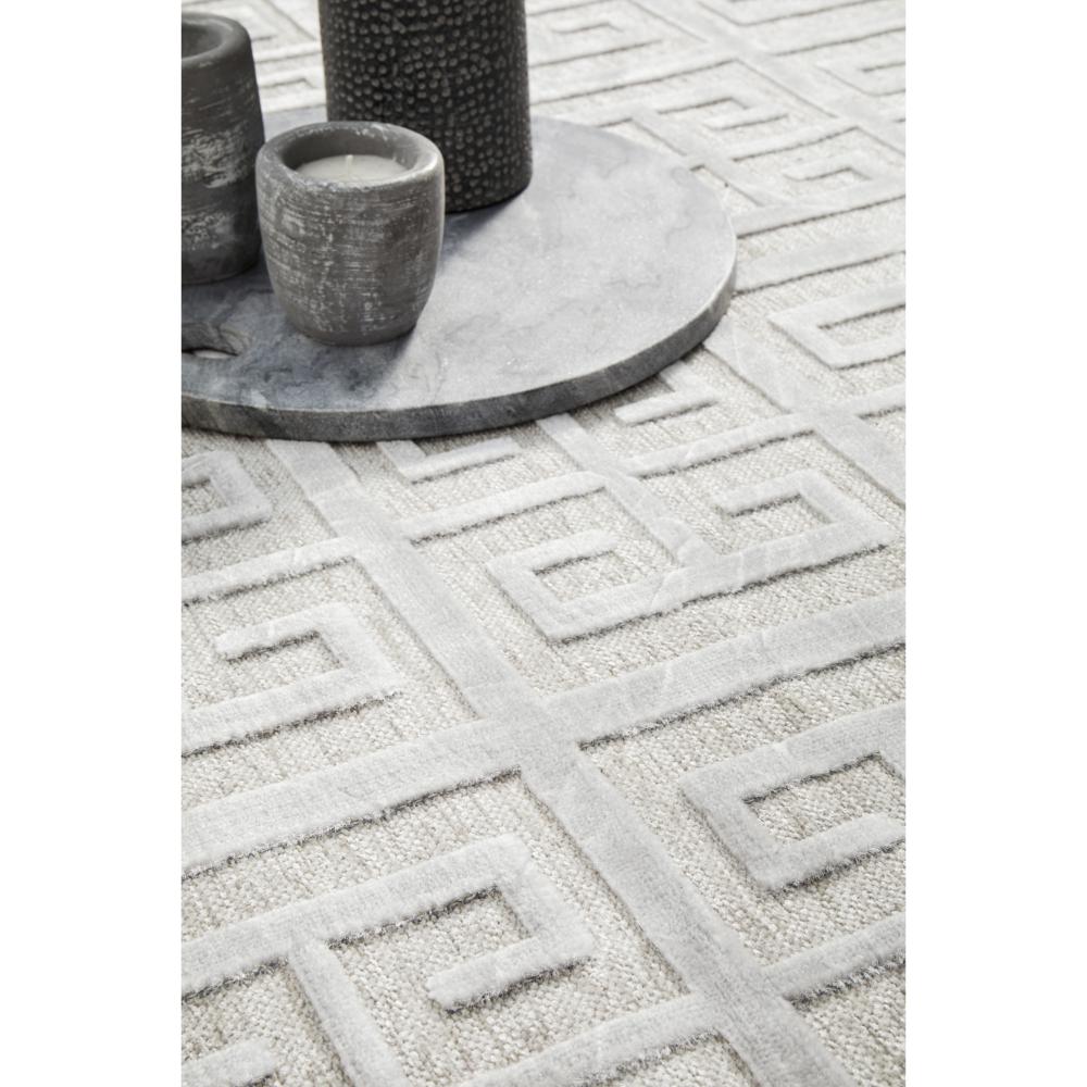 silver grey art deco tile rug detail image - MyHouse