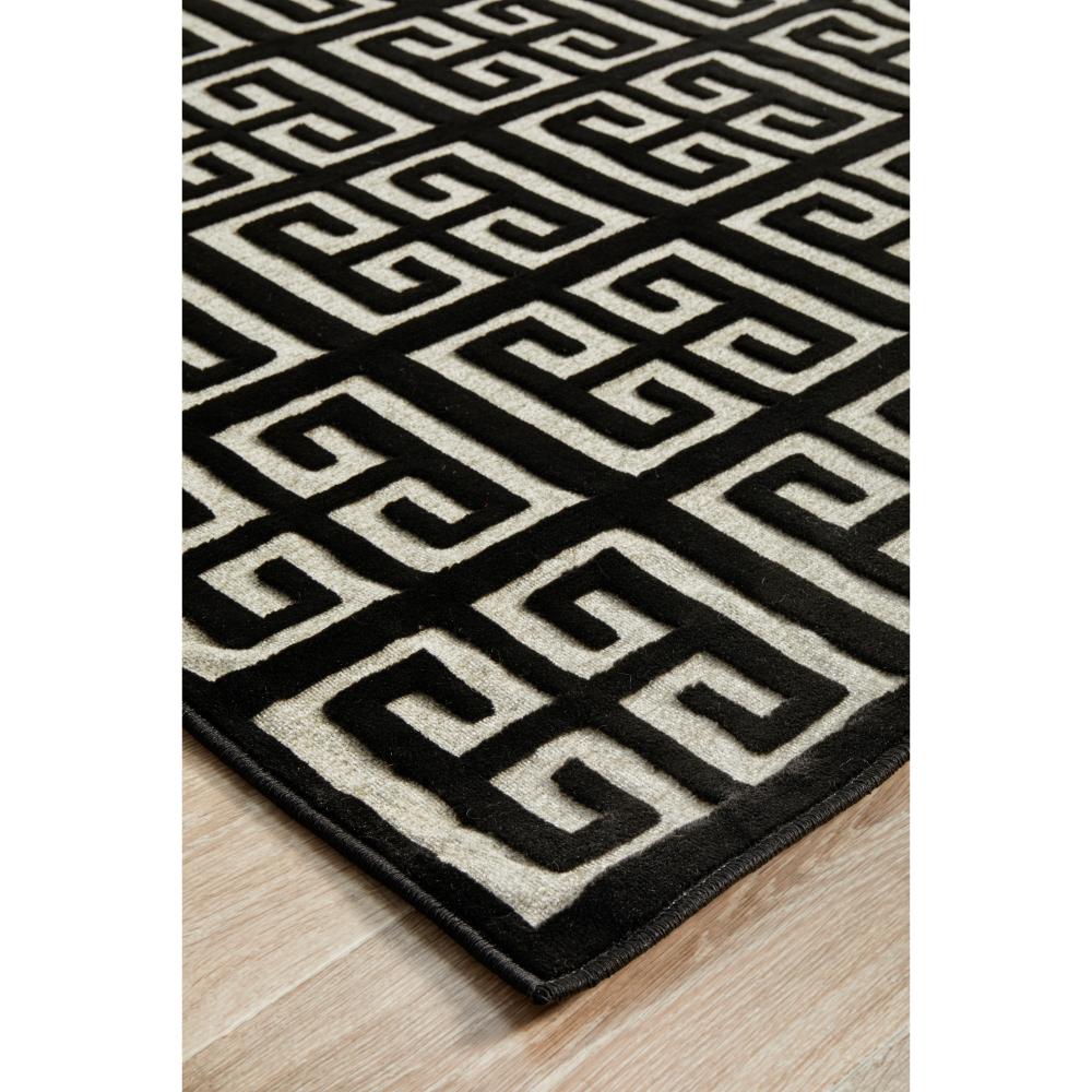 black and beige art deco tile rug detail image - MyHouse