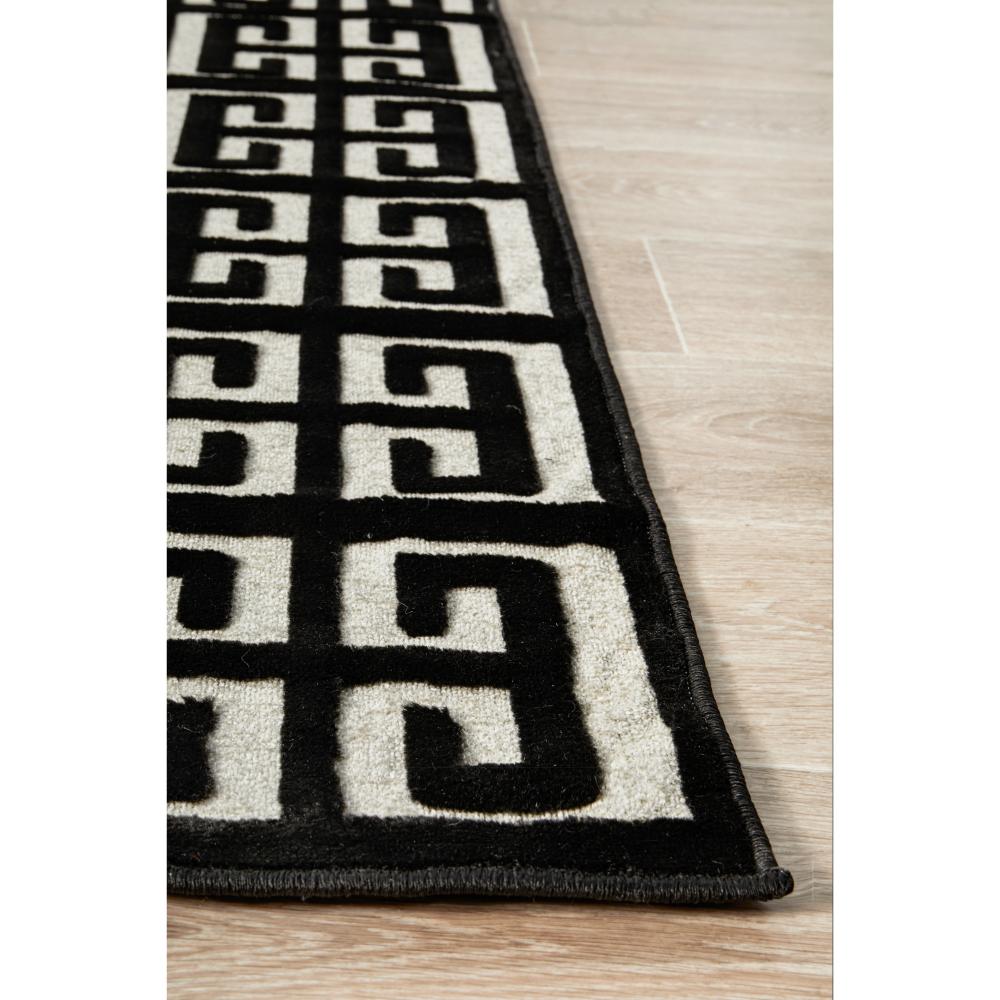 black and beige art deco tile rug detail image - MyHouse