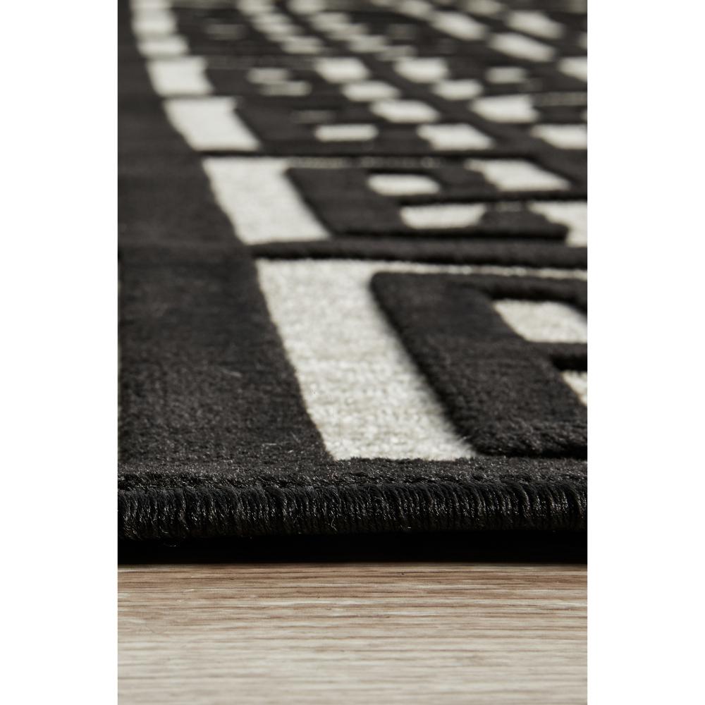 black and beige art deco tile rug detail image - MyHouse