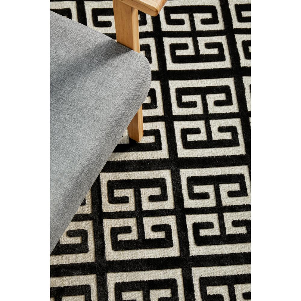 black and beige art deco tile rug detail image - MyHouse