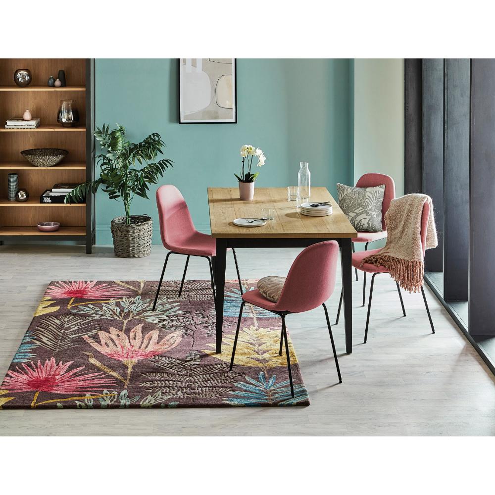 botanical brown wool rug in a dining room - MyHouse